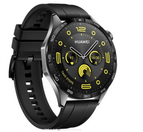 Huawei Watch GT 4 Stainless Steel 46mm Αδιάβροχο με Παλμογράφο (Black Fluoroelastomer Strap)