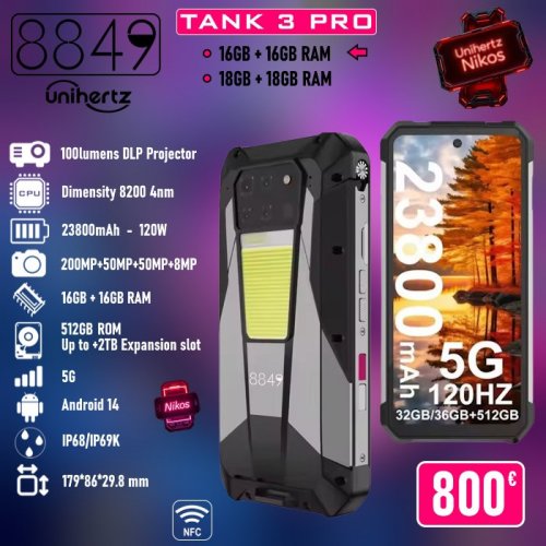 Unihertz 8849 Tank 3 Pro (16GB/512GB) - Projector Phone