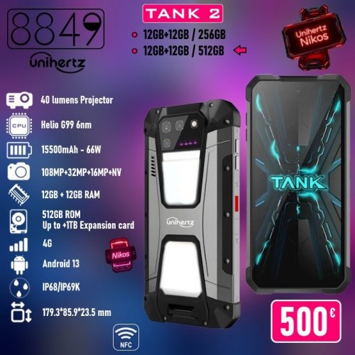 Unihertz 8849 Tank 2 (12GB/512GB) - Projector Phone